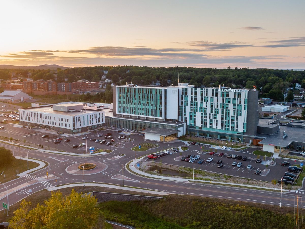 Modern hospital interior, healthcare architecture photography