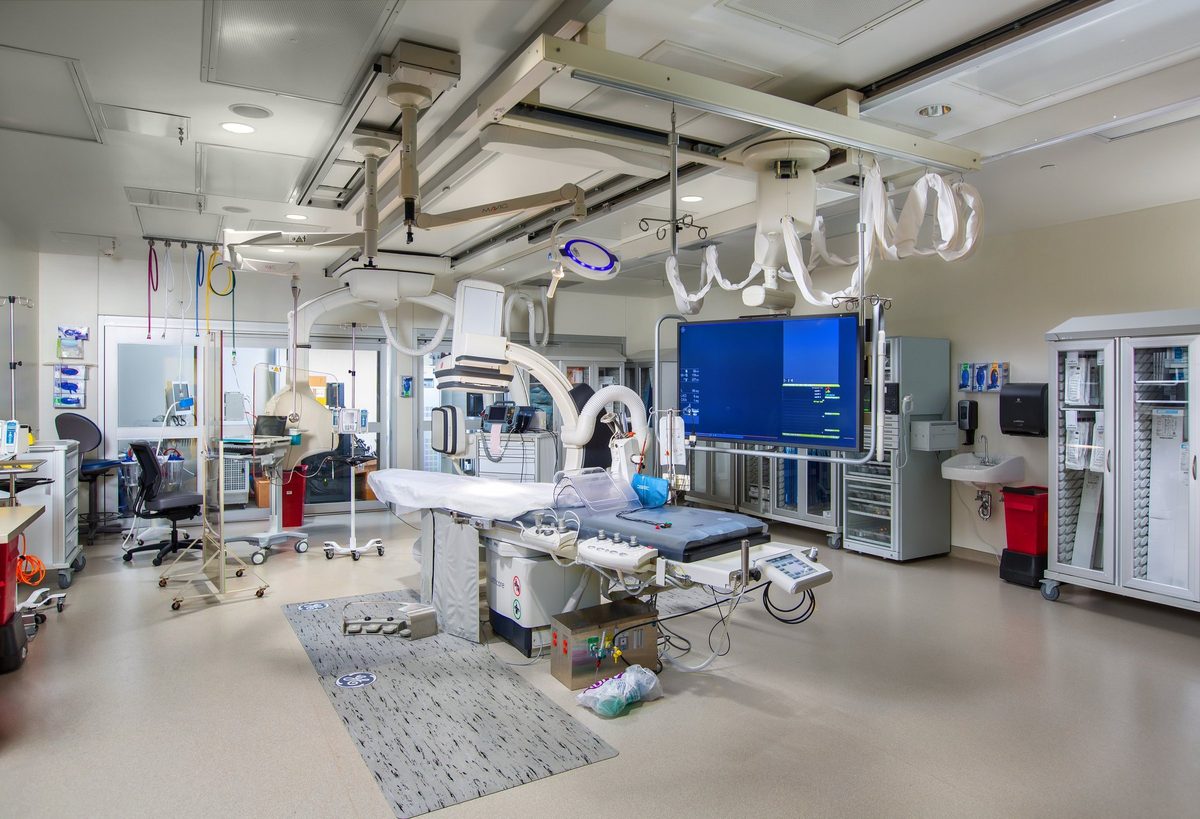 Modern hospital interior, healthcare architecture photography