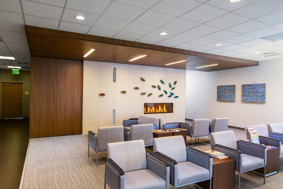 Modern hospital interior, healthcare architecture photography