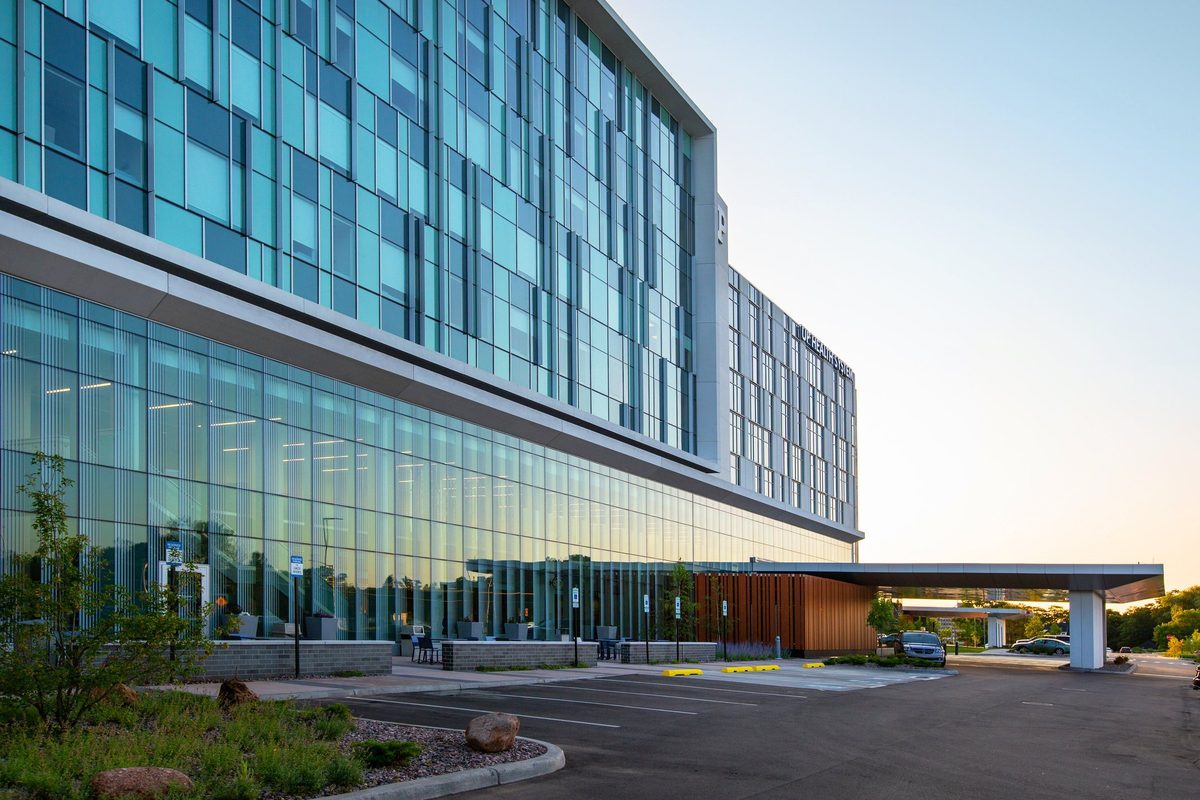 Modern hospital interior, healthcare architecture photography