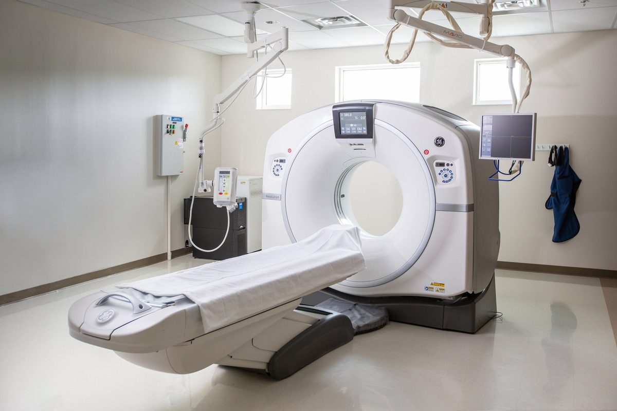 Modern hospital interior, healthcare architecture photography