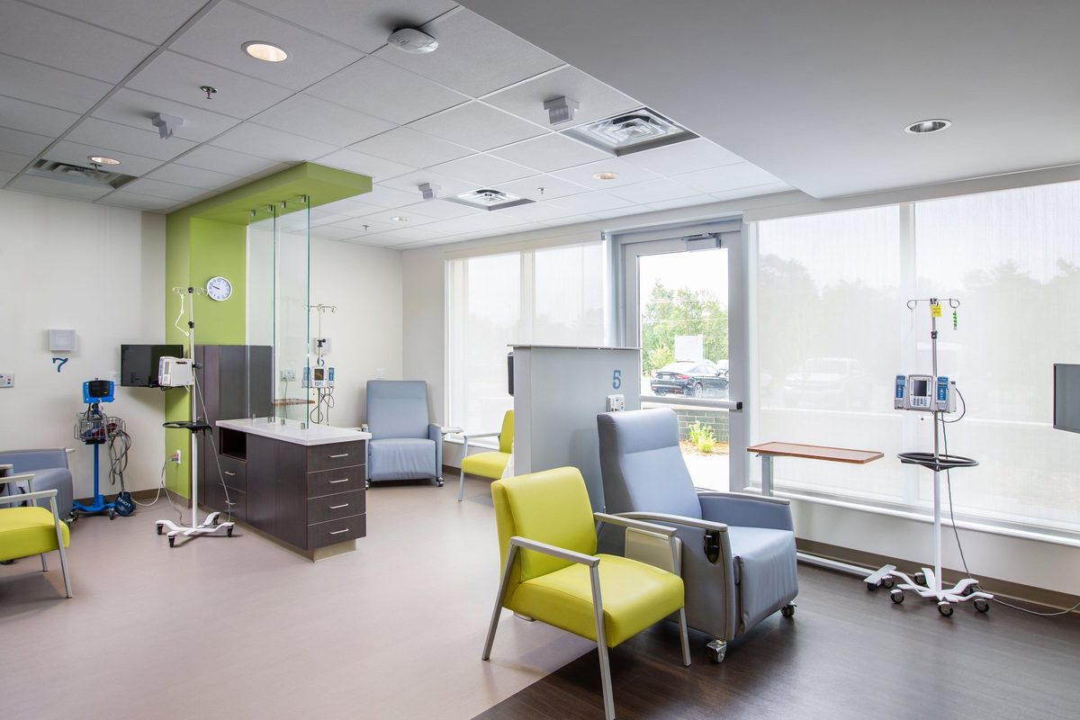 Modern hospital interior, healthcare architecture photography