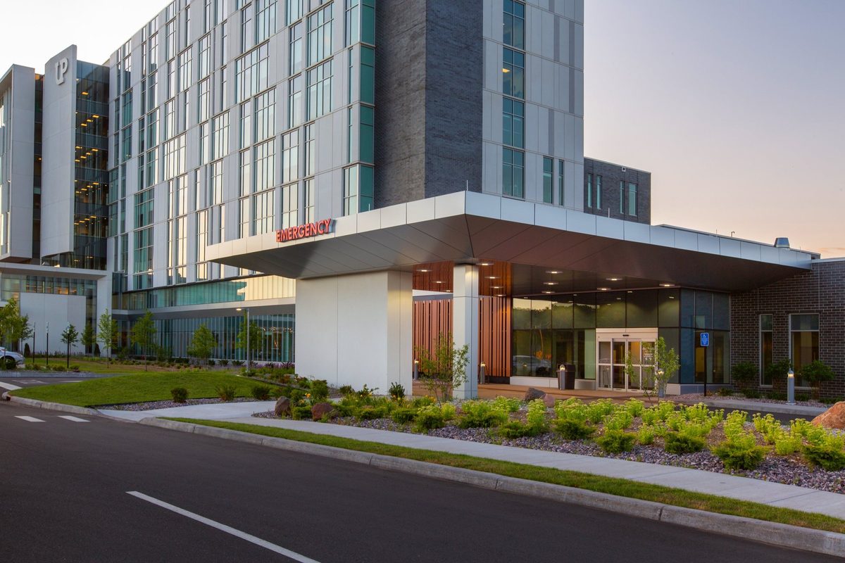 Modern hospital interior, healthcare architecture photography