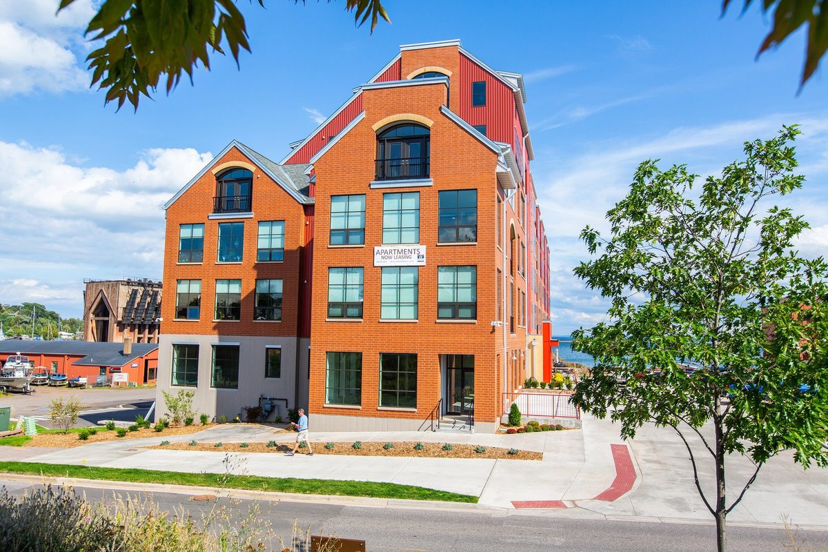 Waterfront condo building and interiors, architectural photography