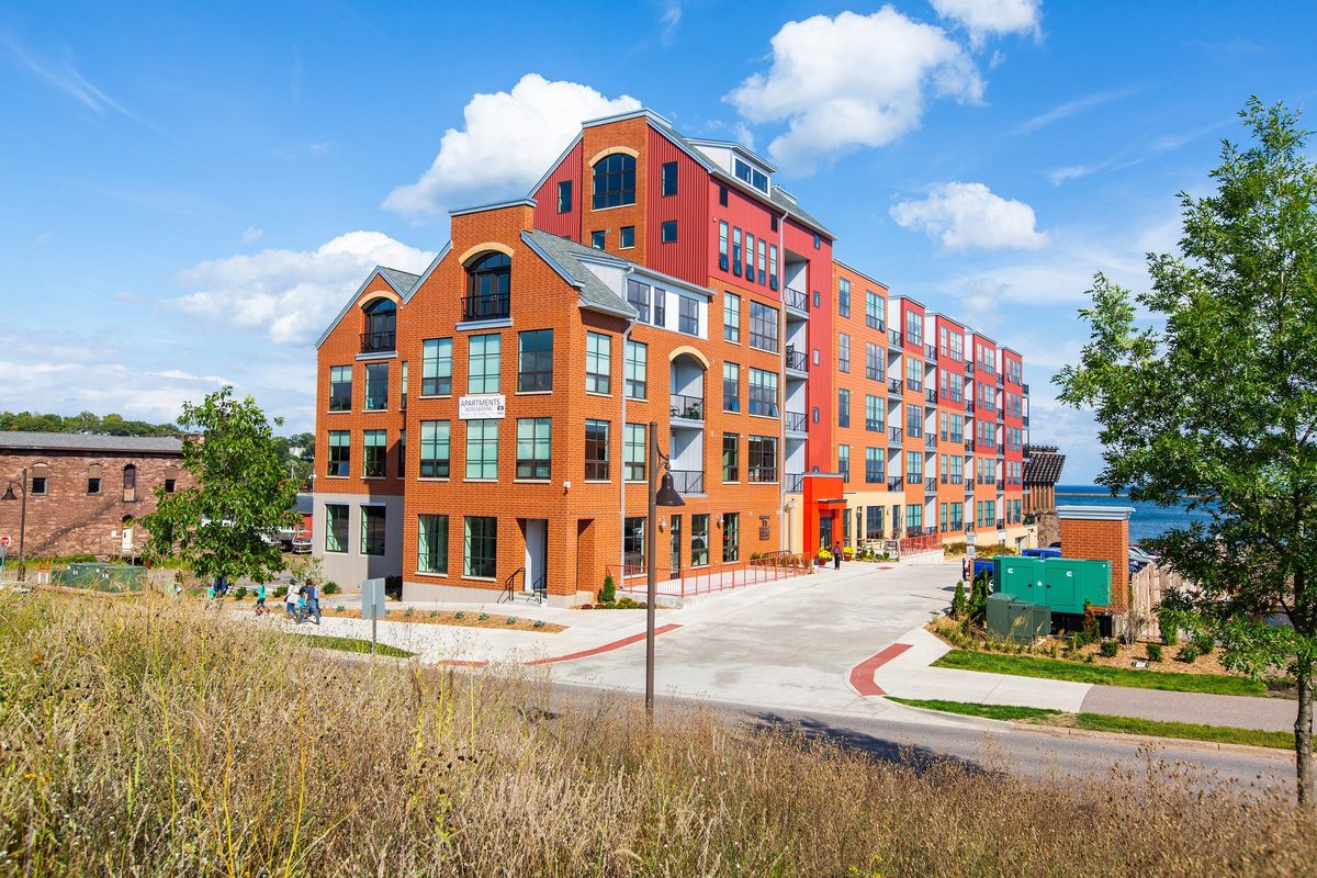 Waterfront condo building and interiors, architectural photography