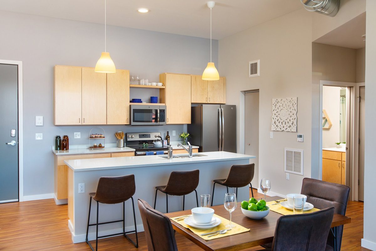 Waterfront condo building and interiors, architectural photography