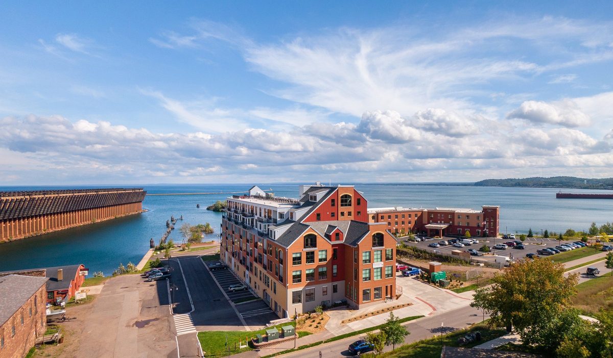 Waterfront condo building and interiors, architectural photography