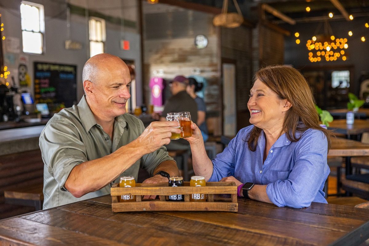 Craft brewery taproom with friends and fresh pours
