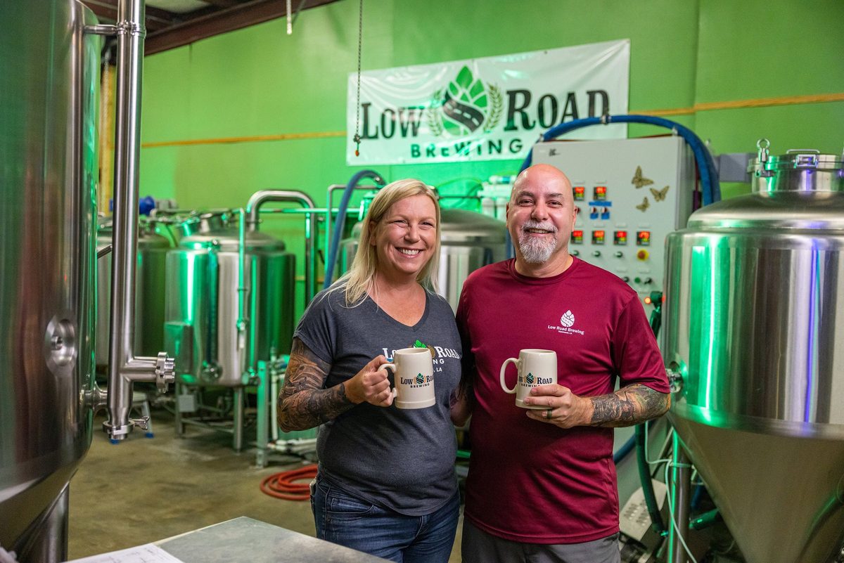 Craft brewery taproom with friends and fresh pours