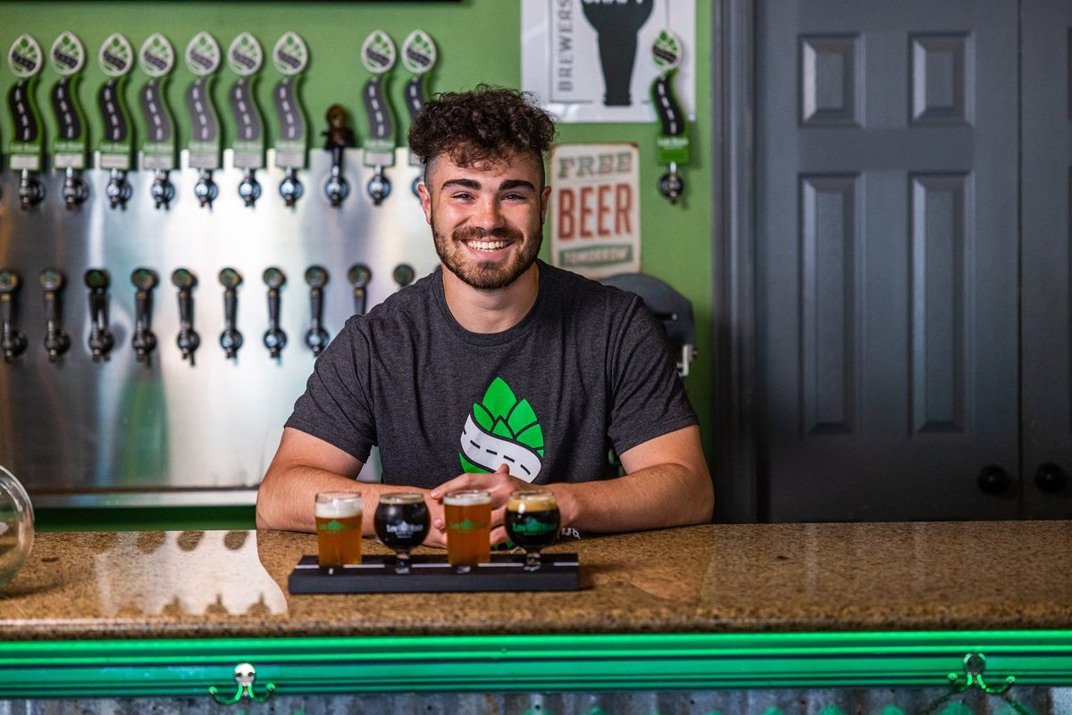 Craft brewery taproom with friends and fresh pours