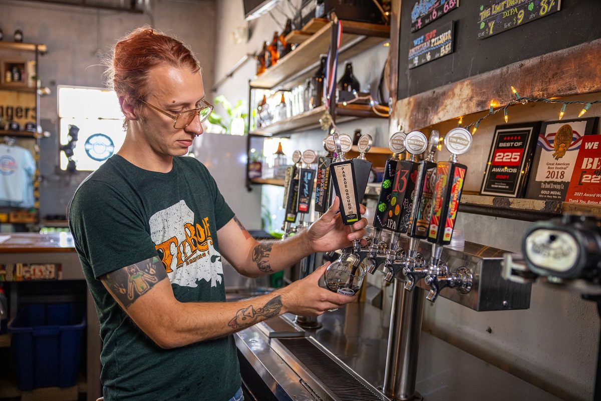 Craft brewery taproom with friends and fresh pours