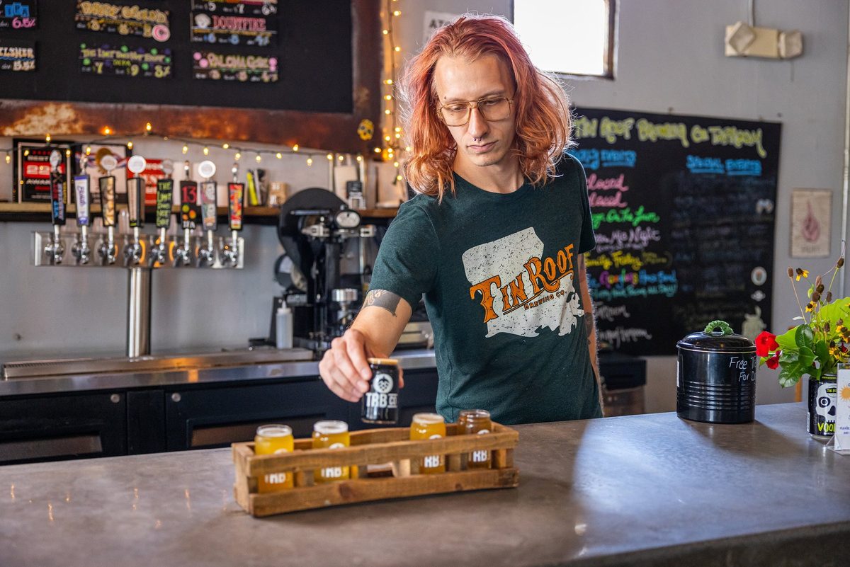 Craft brewery taproom with friends and fresh pours