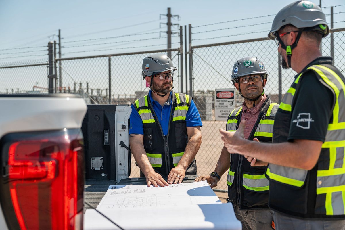 48 Electric crew at work on a commercial electrical project