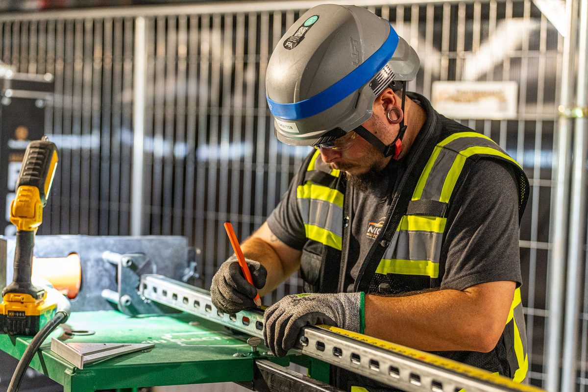 48 Electric crew at work on a commercial electrical project