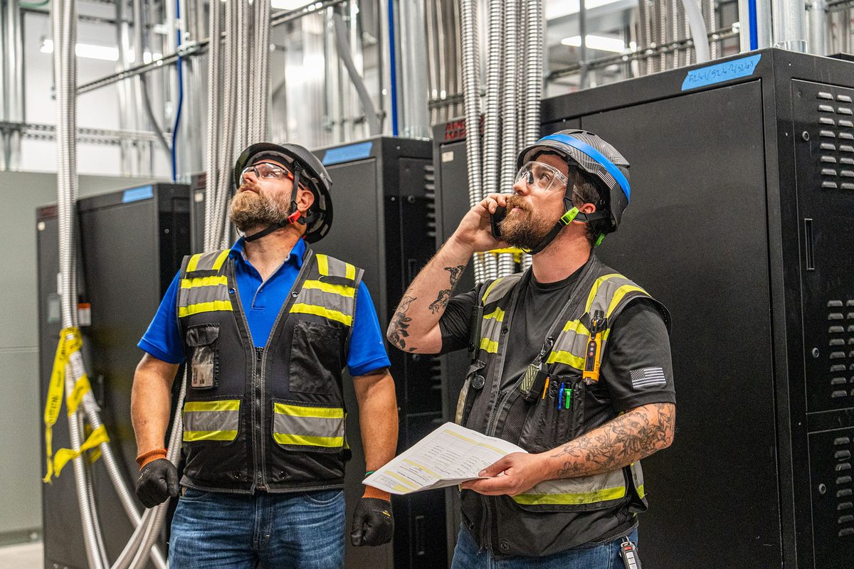 48 Electric crew at work on a commercial electrical project