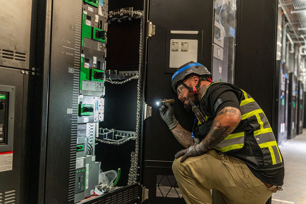 48 Electric crew at work on a commercial electrical project