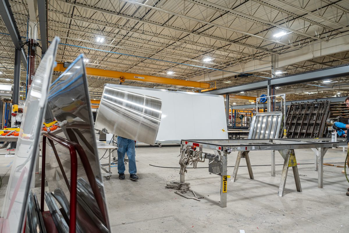 Fabrication and welding inside a truck body manufacturing plant