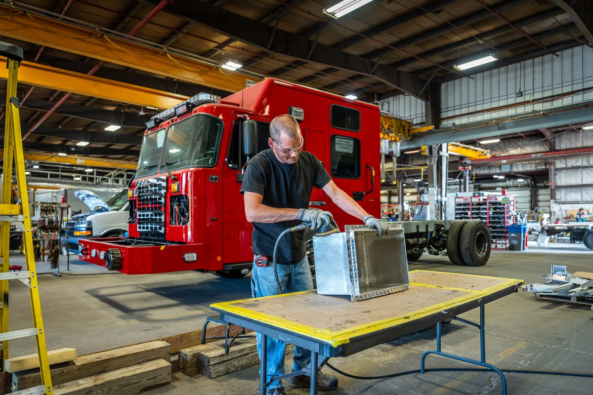 Fabrication and welding inside a truck body manufacturing plant