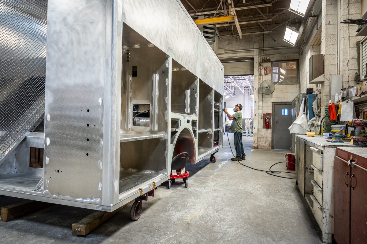 Fabrication and welding inside a truck body manufacturing plant