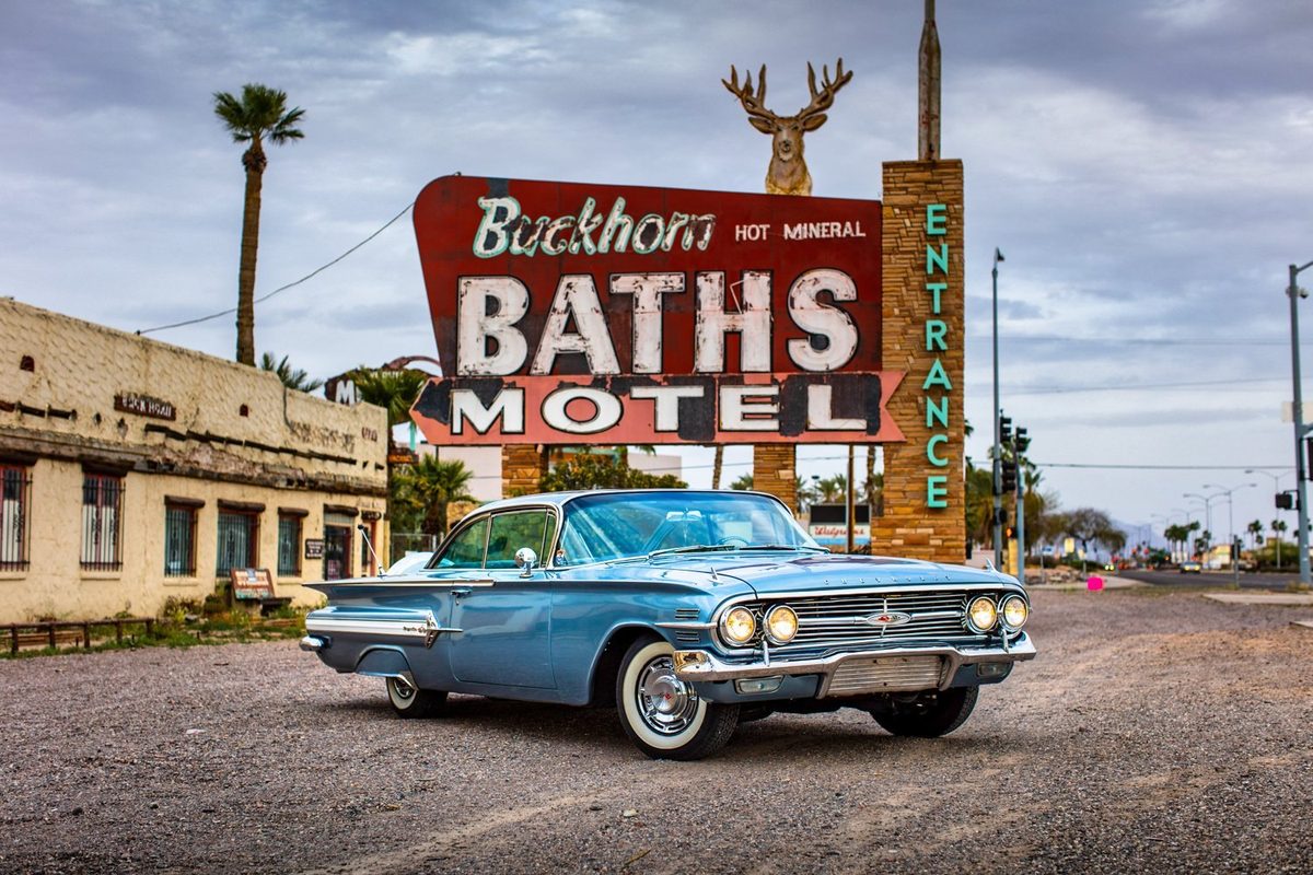 Classic car photographed in the Arizona desert