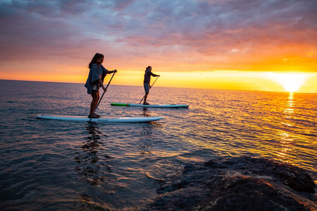 Friends outdoors in rugged Northwoods apparel, lifestyle brand photography