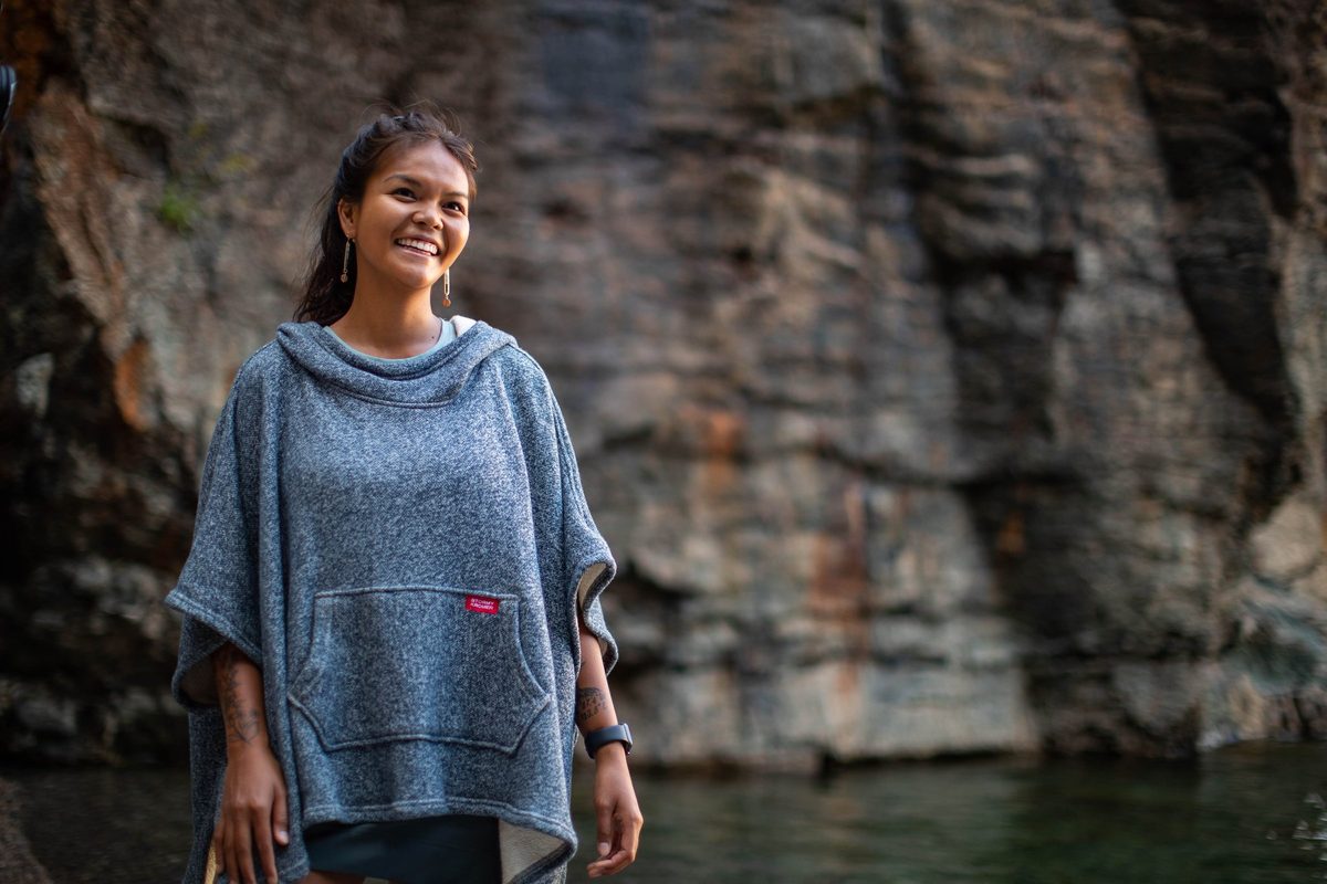 Friends outdoors in rugged Northwoods apparel, lifestyle brand photography