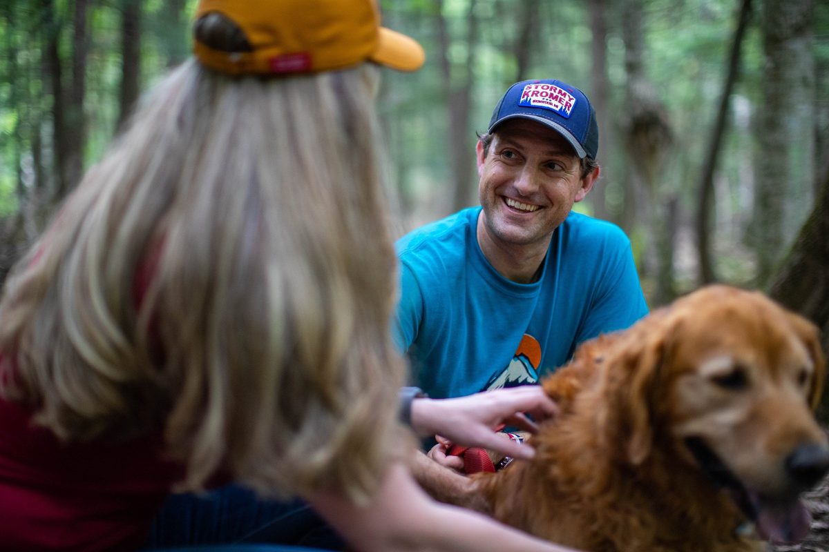 Friends outdoors in rugged Northwoods apparel, lifestyle brand photography