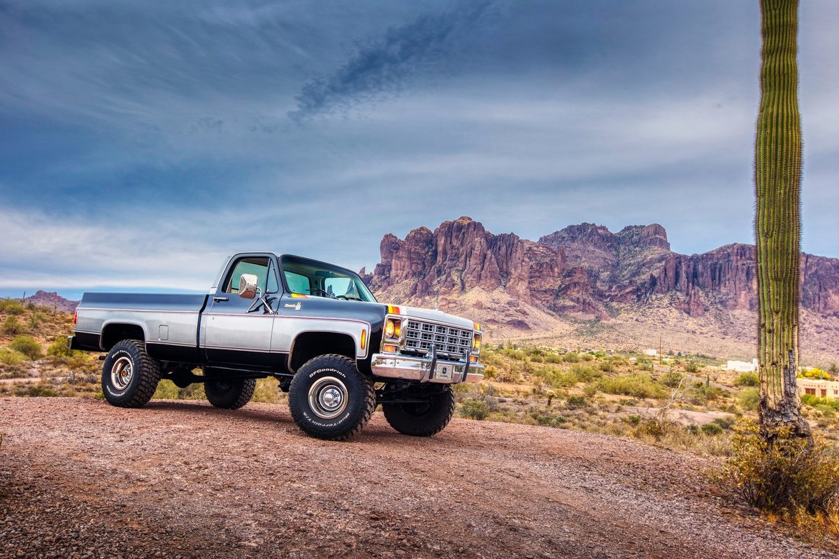 Classic car photographed in the Arizona desert