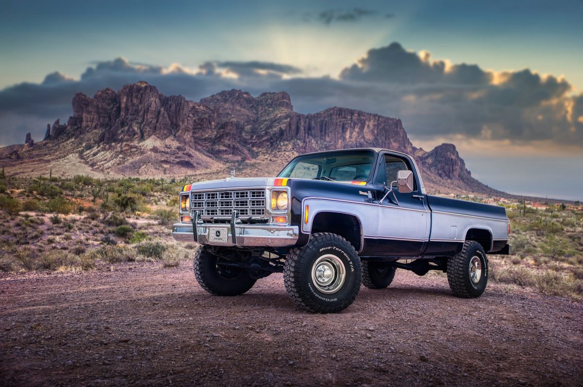 Classic car photographed in the Arizona desert