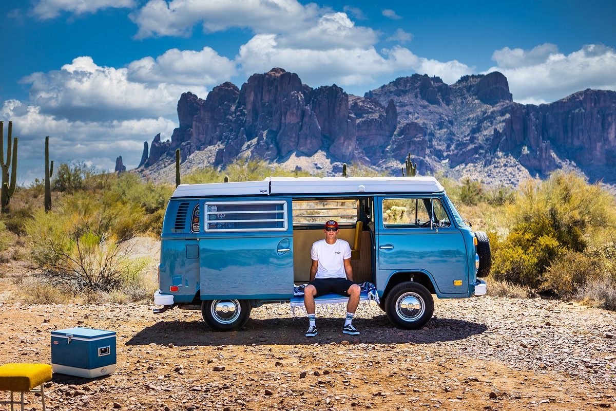 Classic car photographed in the Arizona desert