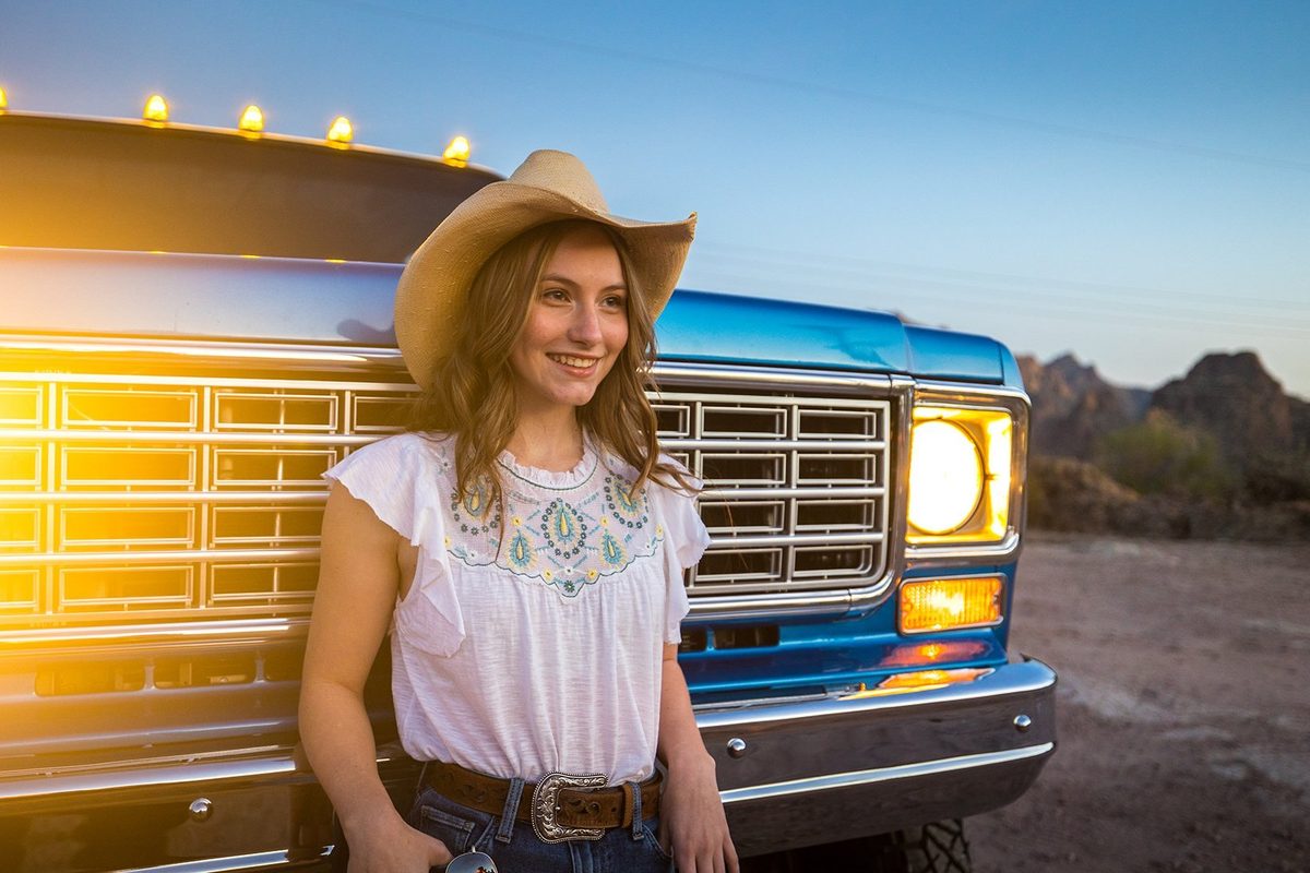 Classic car photographed in the Arizona desert