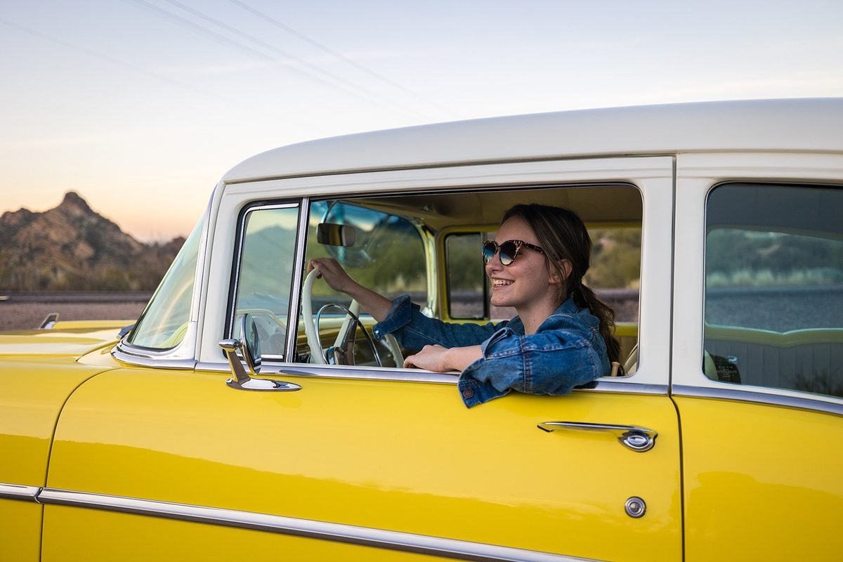 Classic car photographed in the Arizona desert