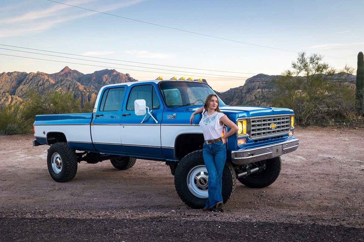 Classic car photographed in the Arizona desert