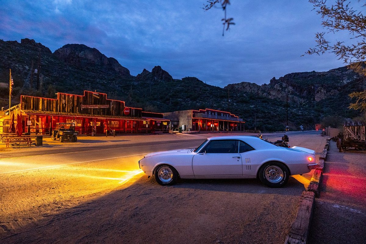 Classic car photographed in the Arizona desert