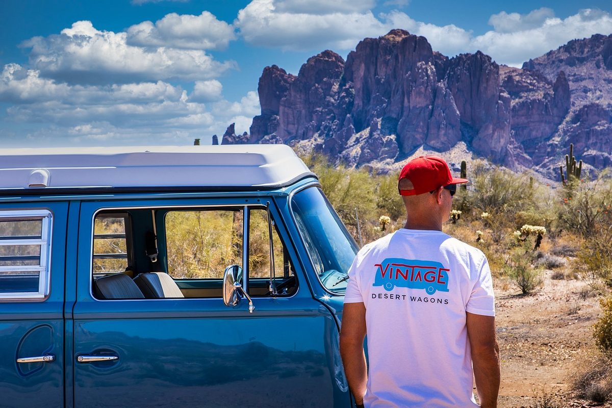 Classic car photographed in the Arizona desert