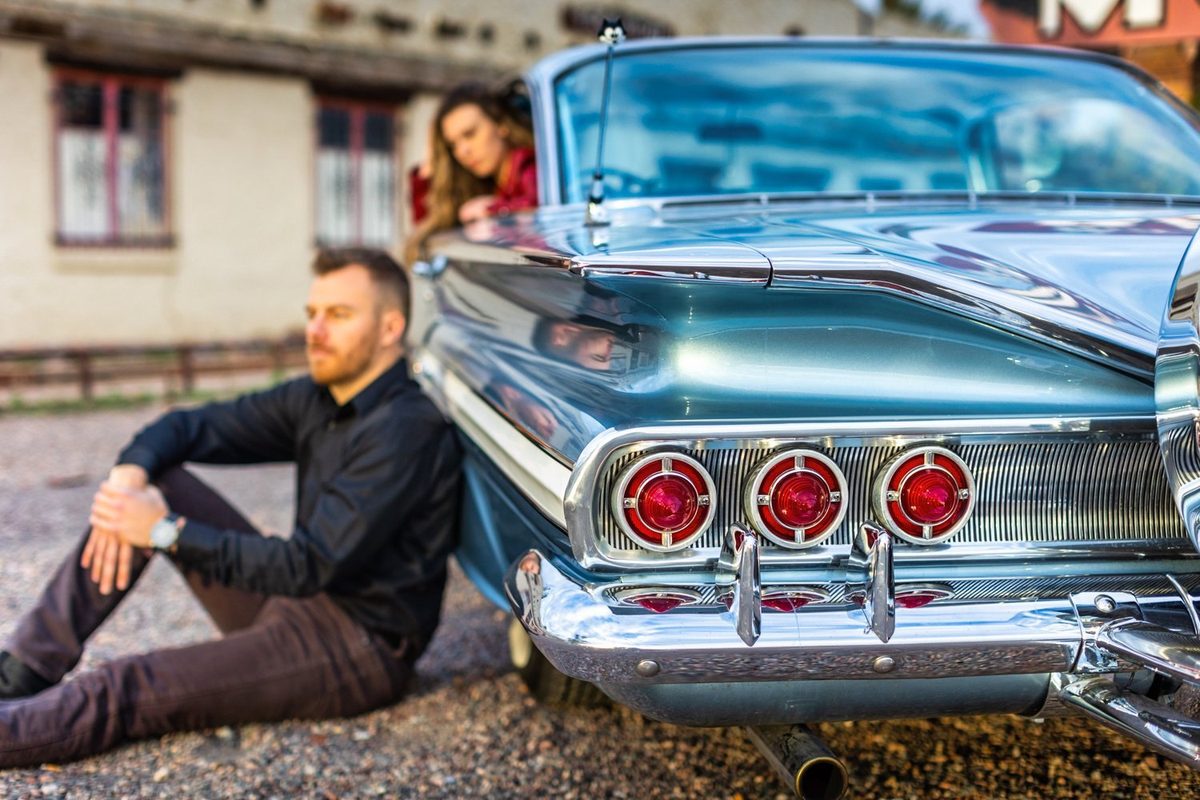 Classic car photographed in the Arizona desert