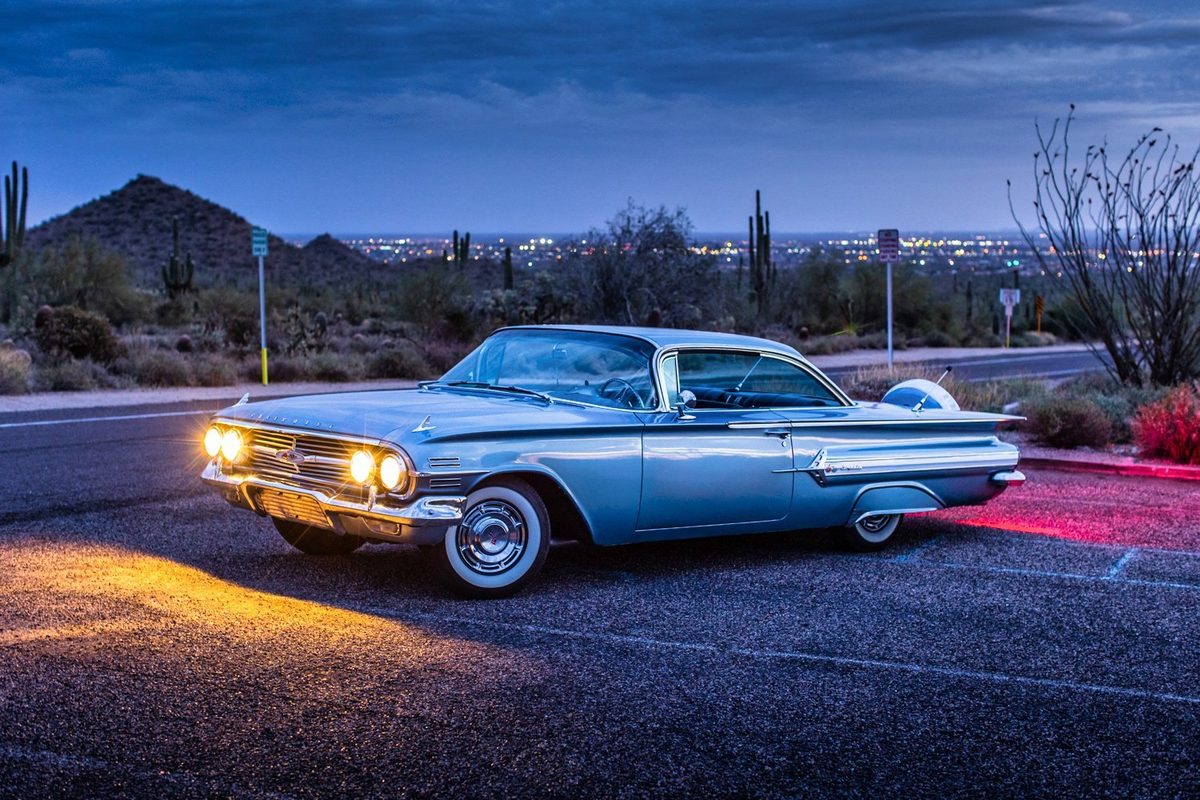 Classic car photographed in the Arizona desert