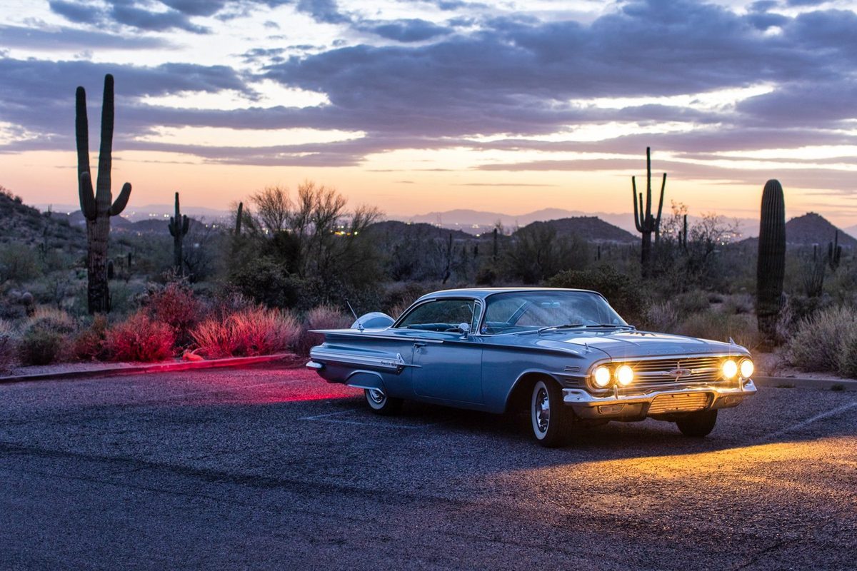 Classic car photographed in the Arizona desert