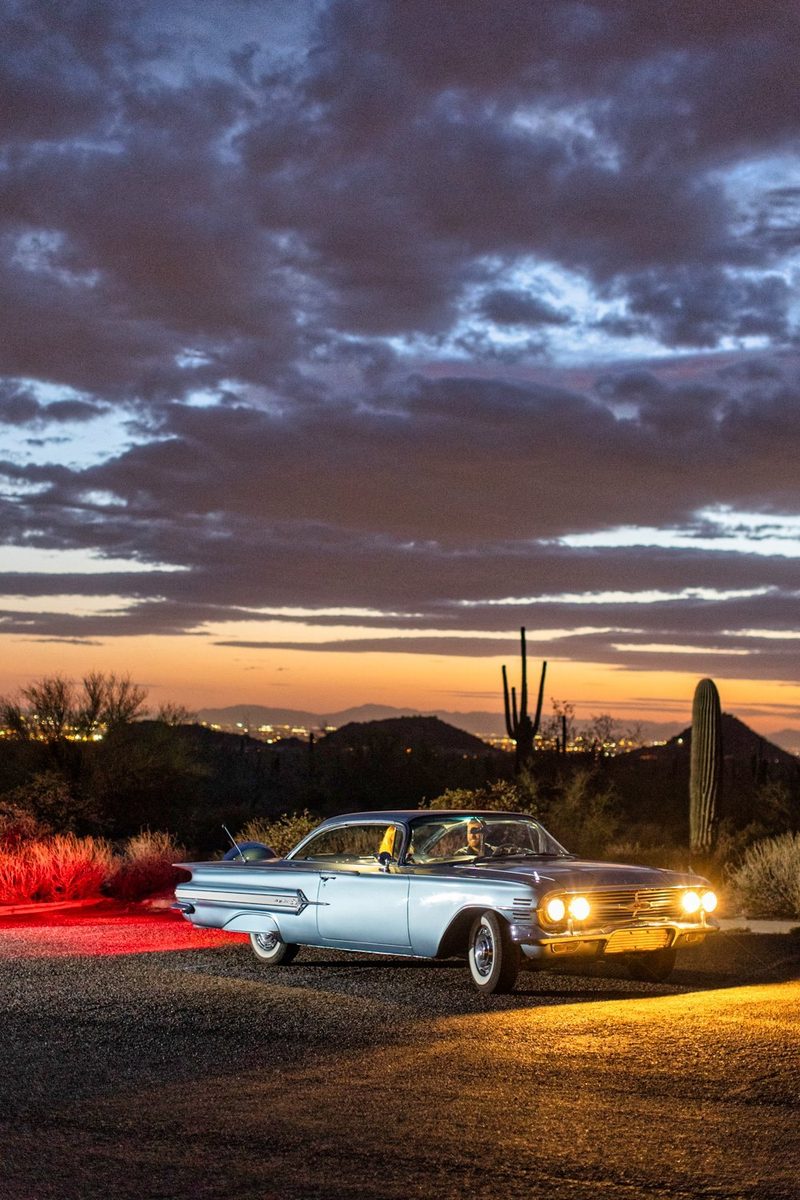 Classic car photographed in the Arizona desert