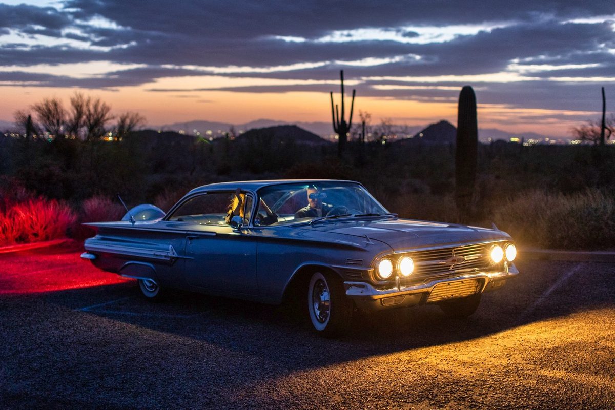 Classic car photographed in the Arizona desert