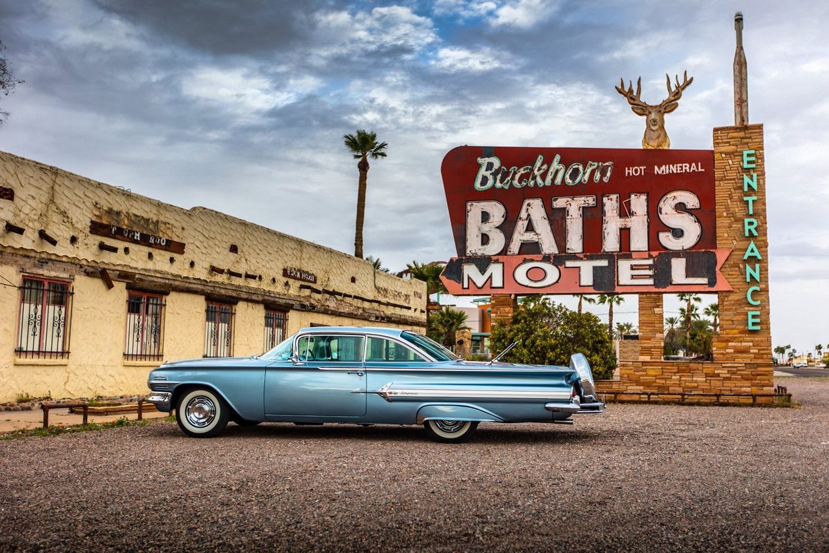 Classic car photographed in the Arizona desert