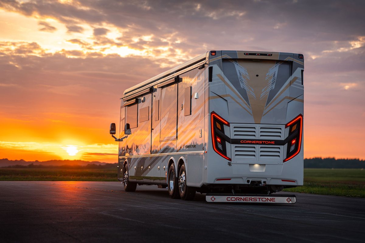 Cornerstone luxury motorhome photographed for a brand campaign