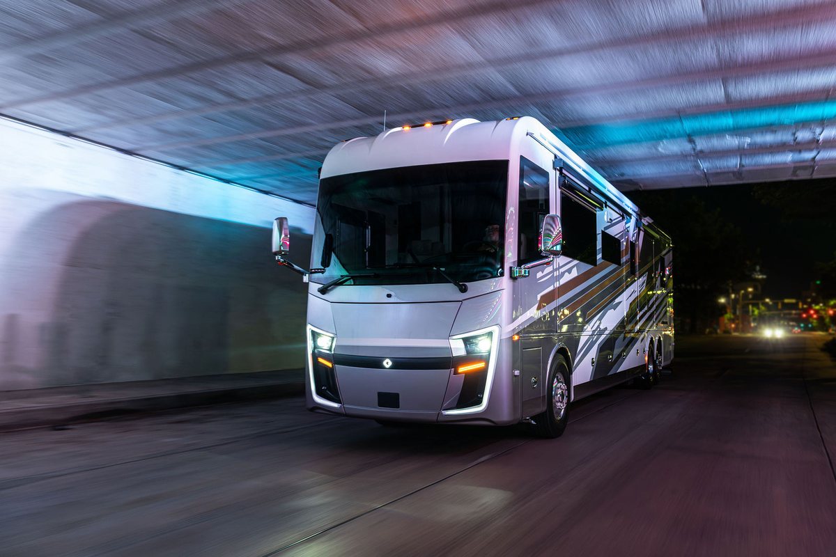 Cornerstone luxury motorhome photographed for a brand campaign