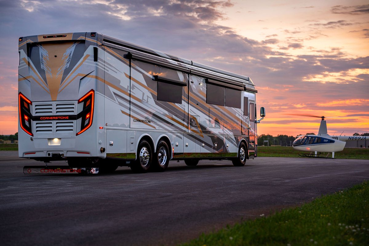Cornerstone luxury motorhome photographed for a brand campaign